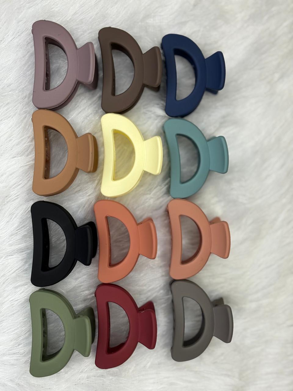 Small Matte Finish Claw Clip (Semi-Circle) - Multicolour - Pack of 6