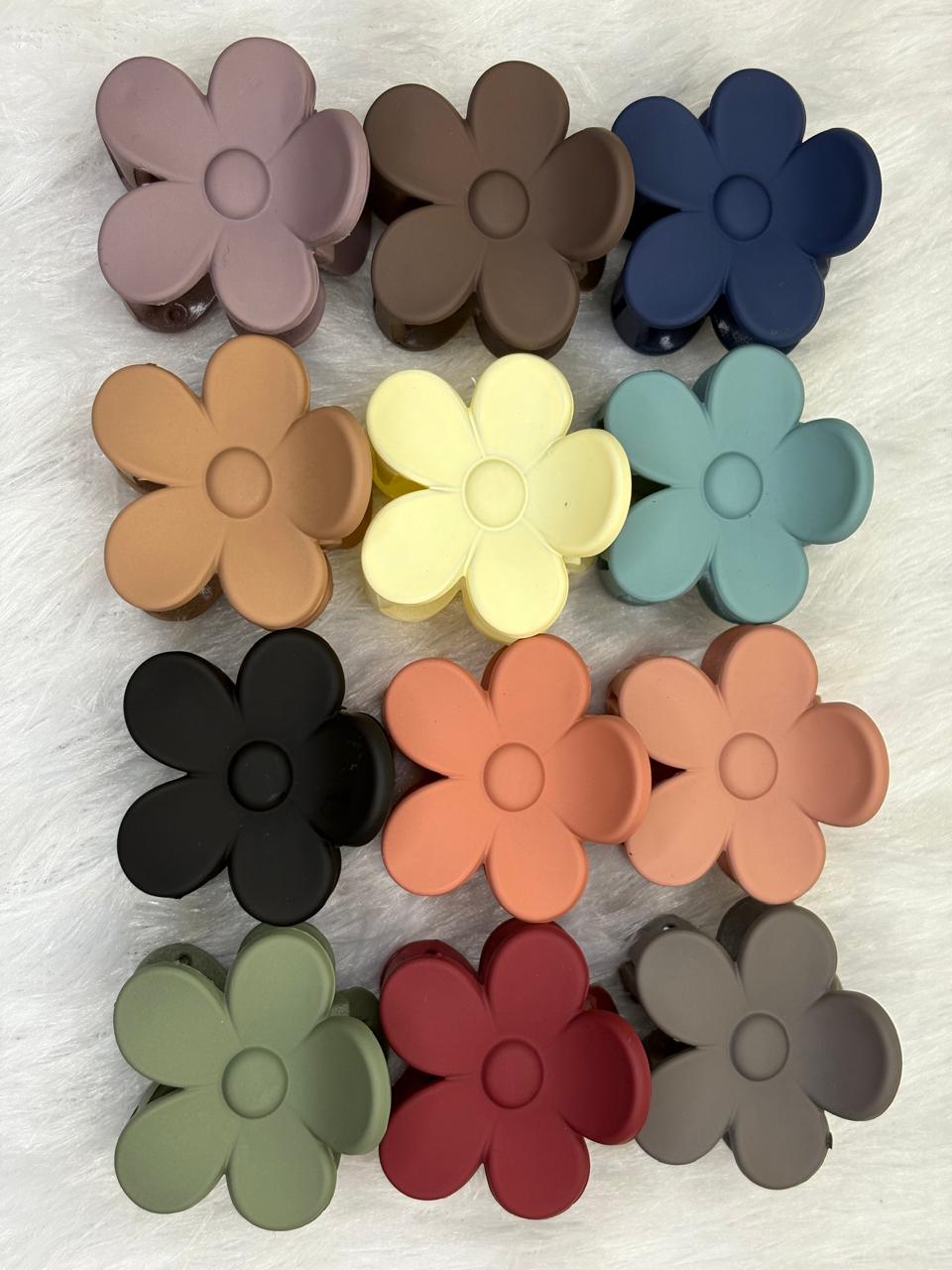 Small Matte Finish Claw Clip (Flower) - Multicolour - Pack of 6