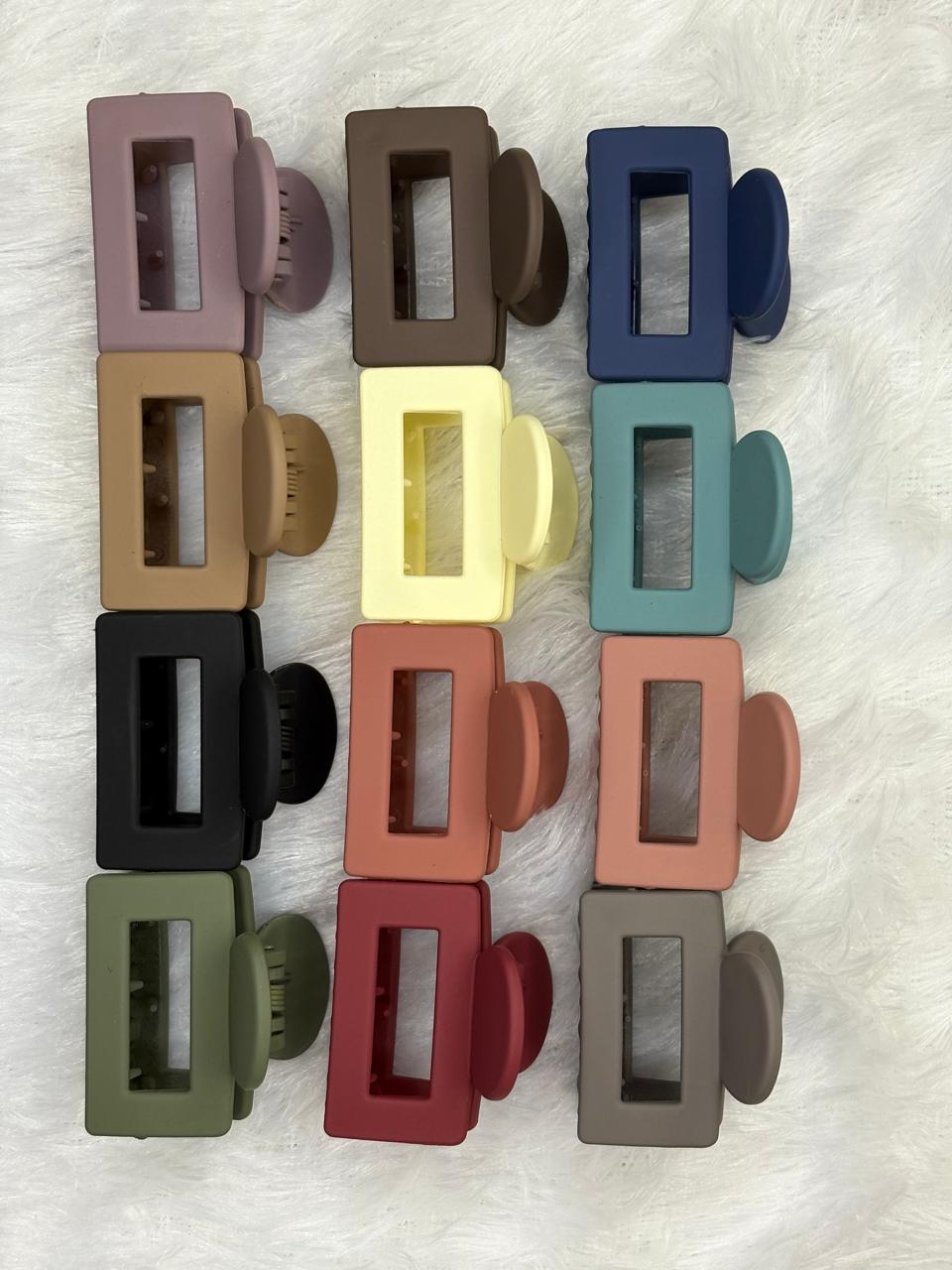 Small Matte Finish Claw Clip (Rectangle) - Multicolour - Pack of 6