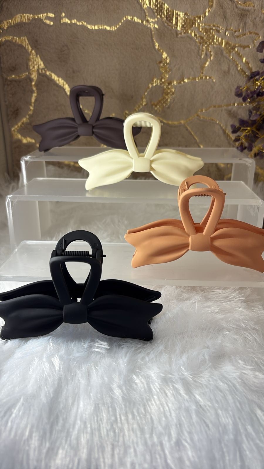 Ribbon Premium Matte Finish Clawclip - Multicolour - Pack of 4