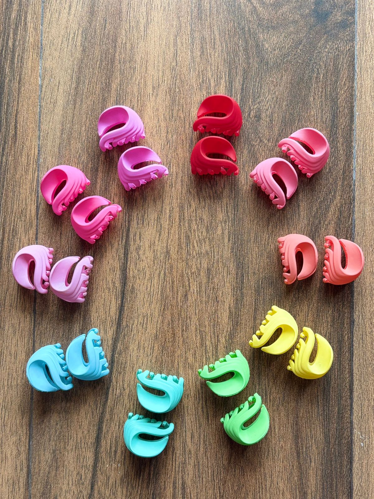 Semi-circle Premium Matte Finish Claw Clip - Multicolour- Pack of 12