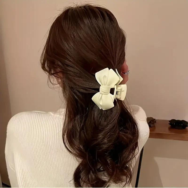 Bow Tie Premium Matte Finish Claw Clip (Multicolour) - Pack of 4