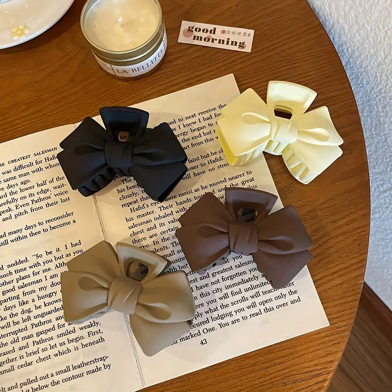 Bow Tie Premium Matte Finish Claw Clip (Multicolour) - Pack of 4