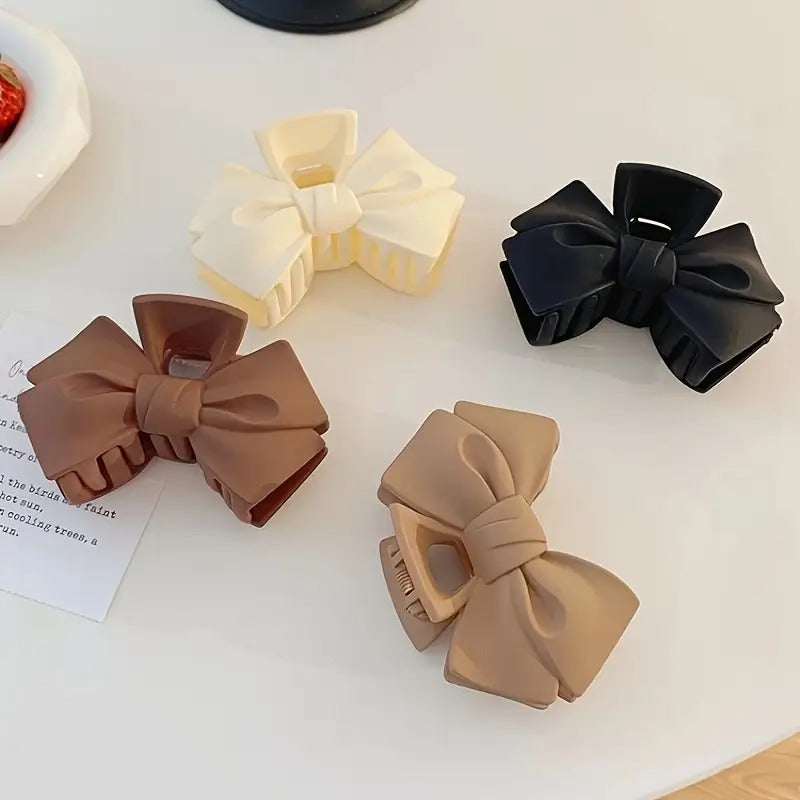 Bow Tie Premium Matte Finish Claw Clip (Multicolour) - Pack of 4