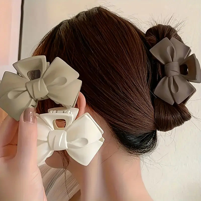 Bow Tie Premium Matte Finish Claw Clip (Multicolour) - Pack of 4