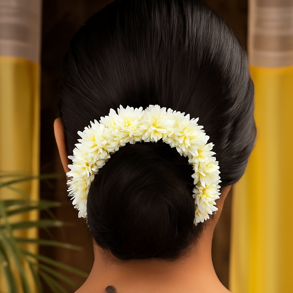 Scented Artificial White Flower Gajra – Traditional Bun Hair Accessory