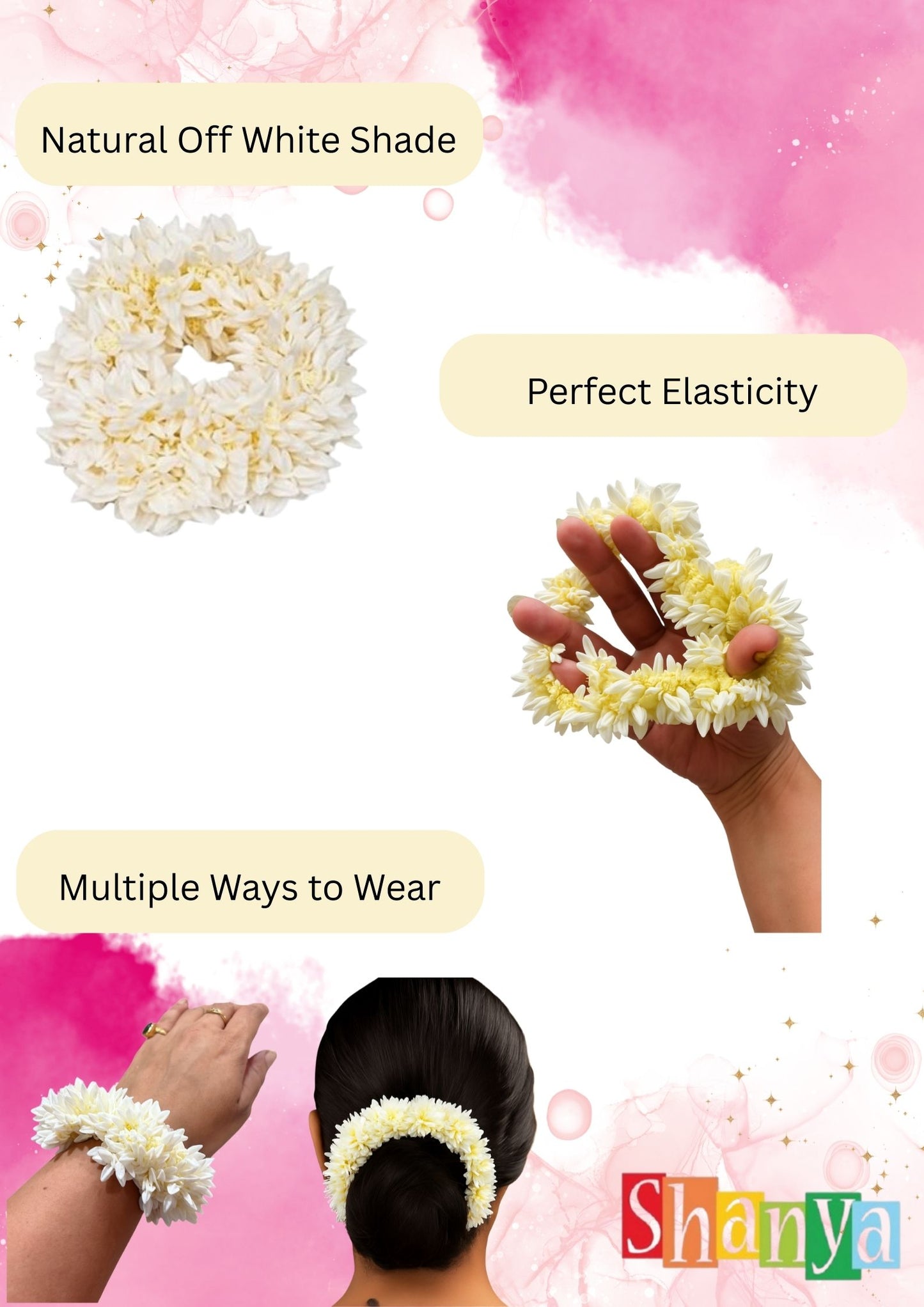 Scented Artificial White Flower Gajra – Traditional Bun Hair Accessory