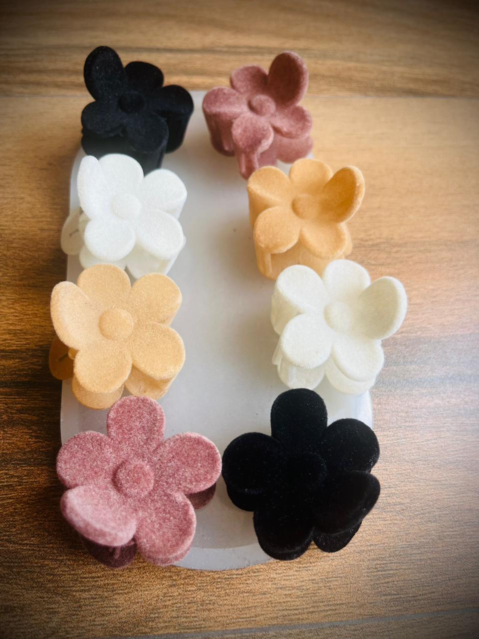 Small Premium Velvet Hair Claw - Pack of 4