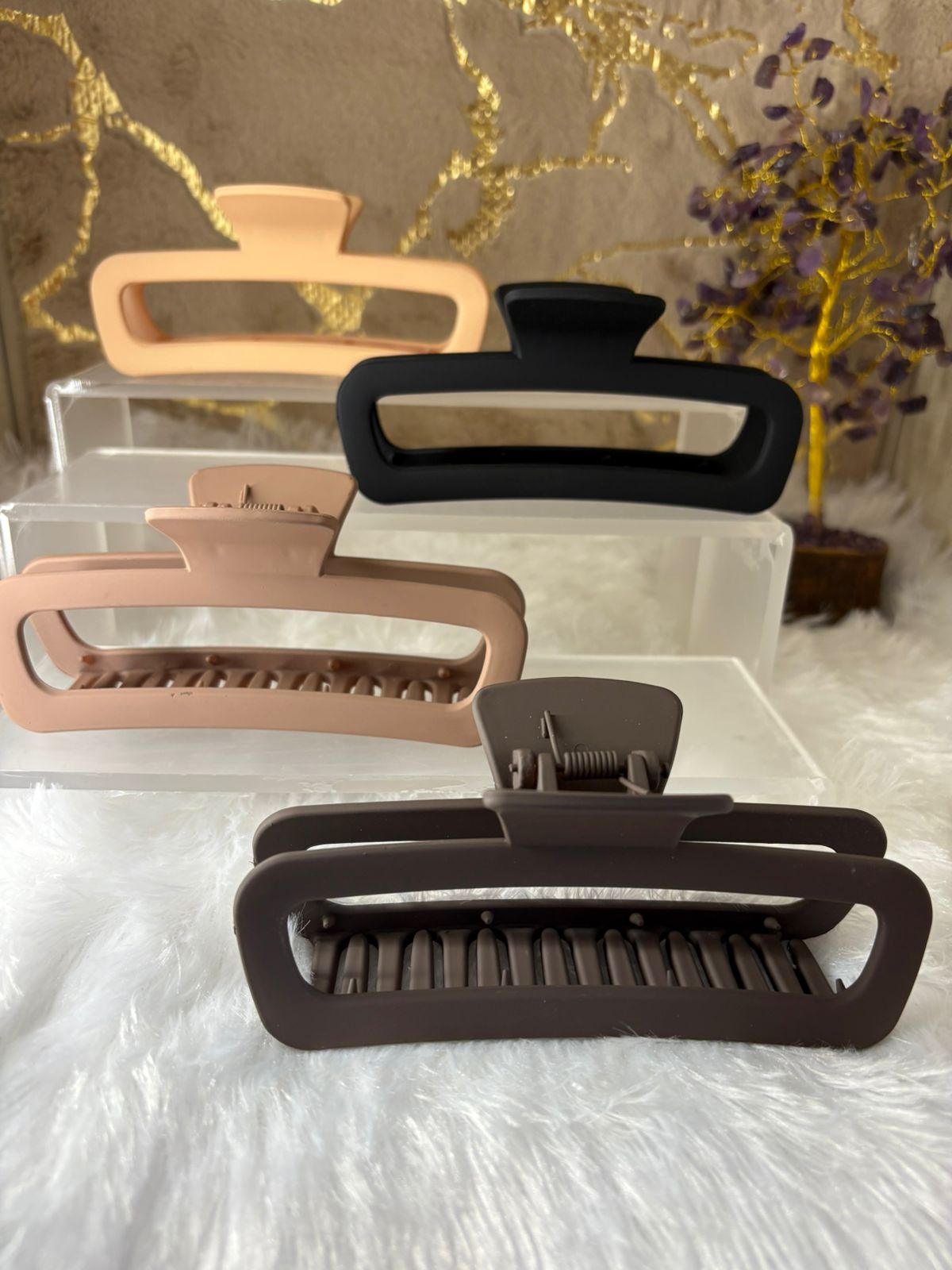 Rectangle Premium Matte Finish Clawclip - Multicolour - Pack of 4