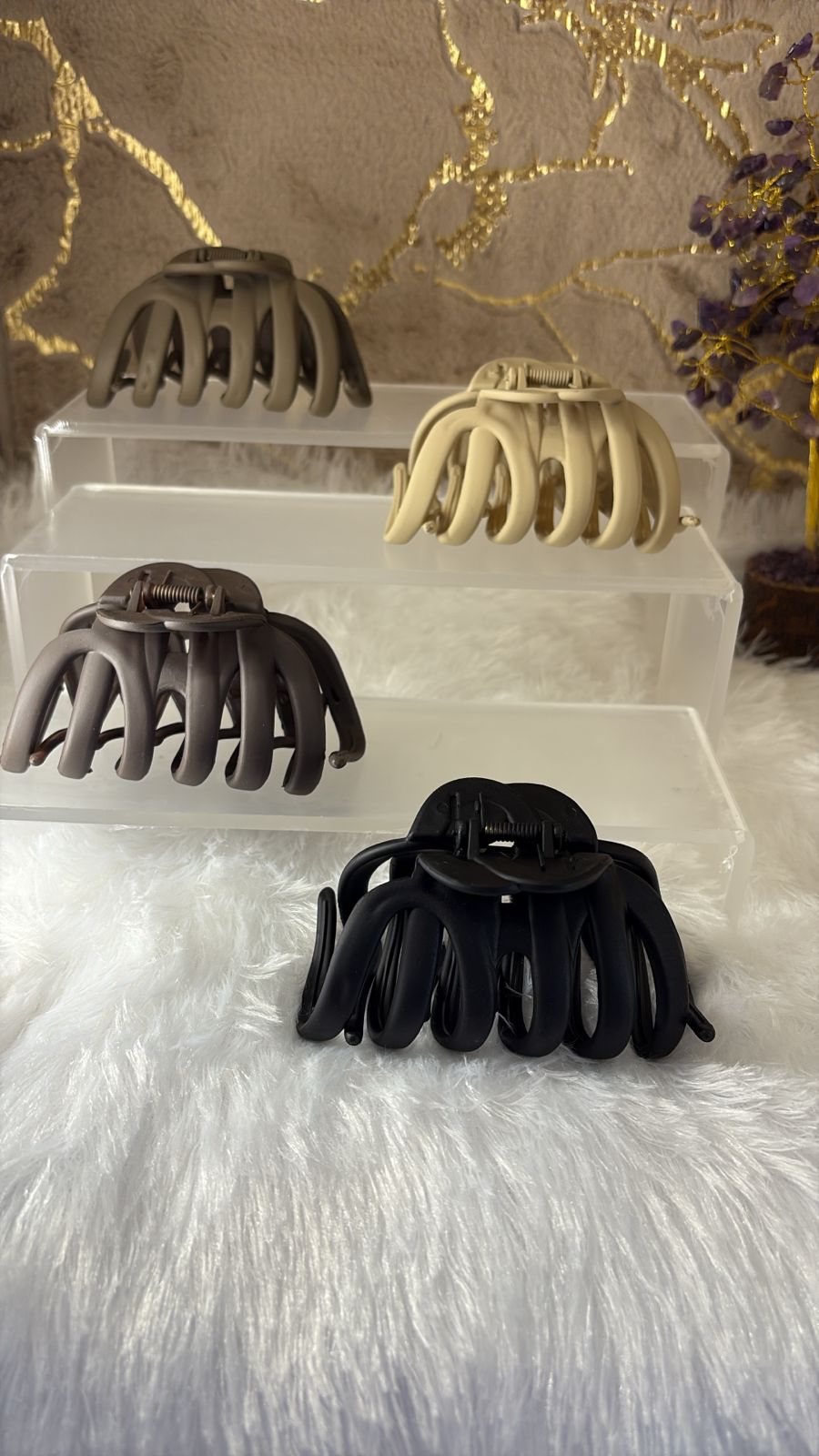 Inter-locking Premium Matte Finish Clawclip - Multicolour - Pack of 4