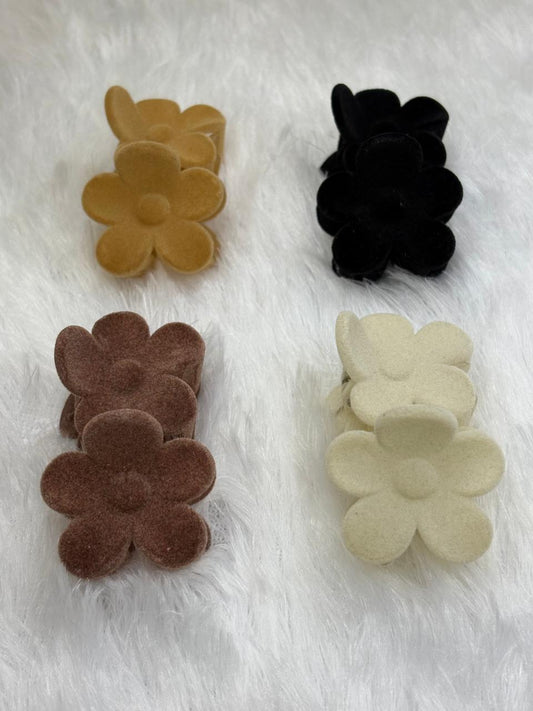 Small Premium Velvet Hair Claw - Pack of 4