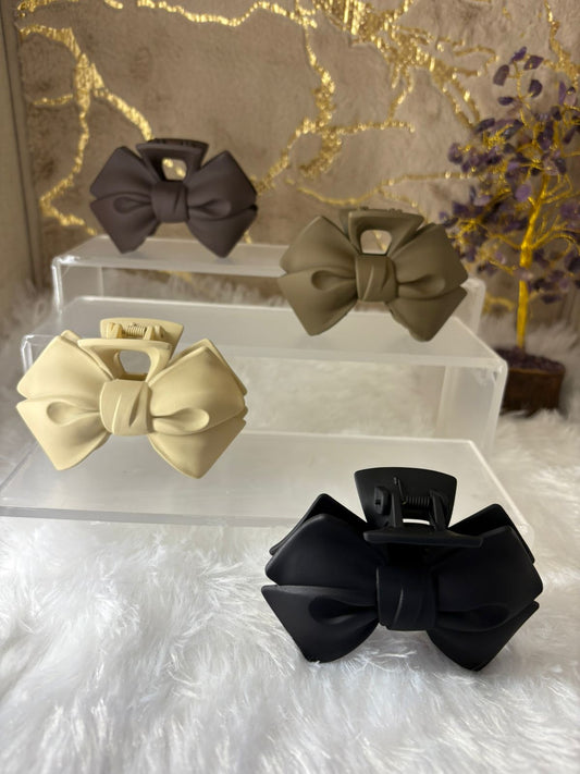 Bow Tie Premium Matte Finish Claw Clip (Multicolour) - Pack of 4